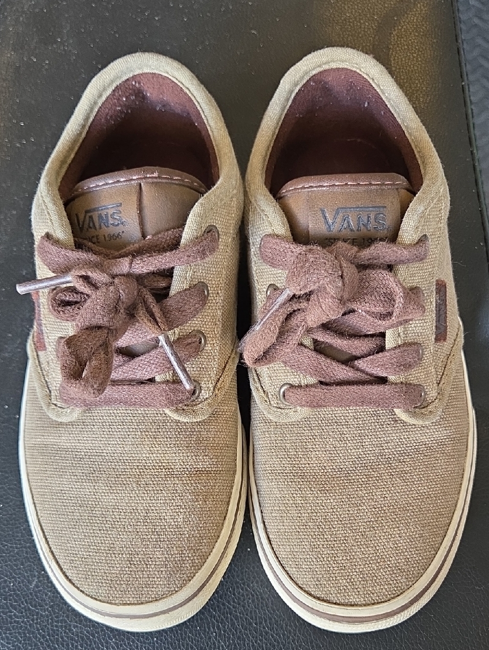 Vans Boys Tan and Brown Canvas Low-Top Sneakers